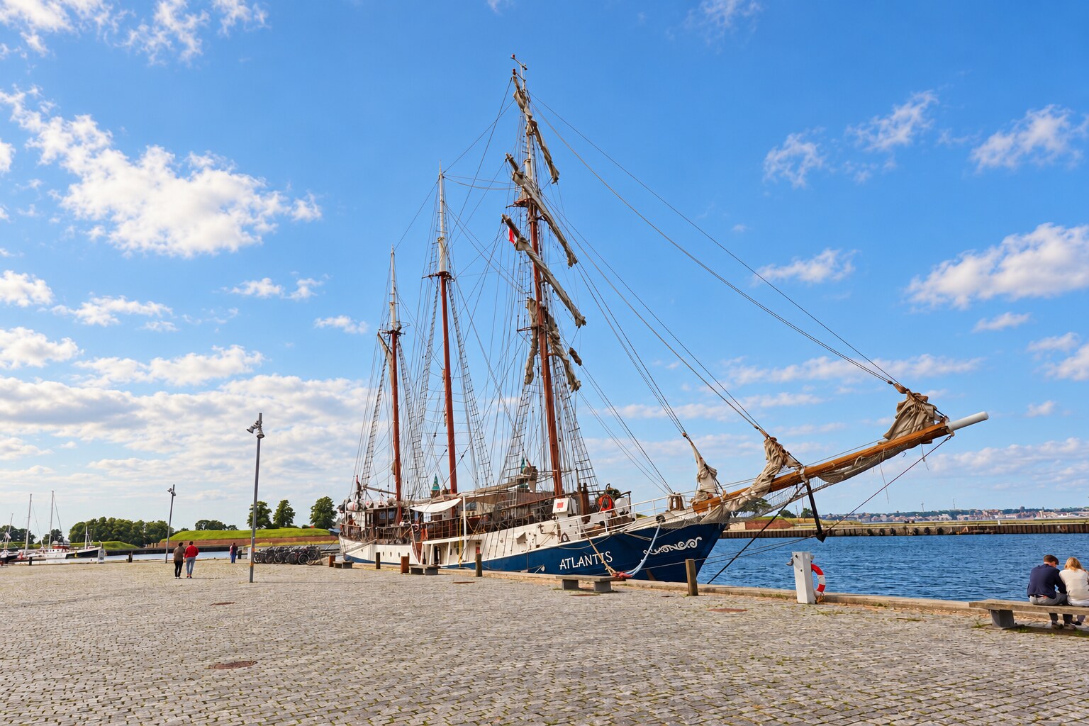 Sejlskib ved havnen i Helsingør