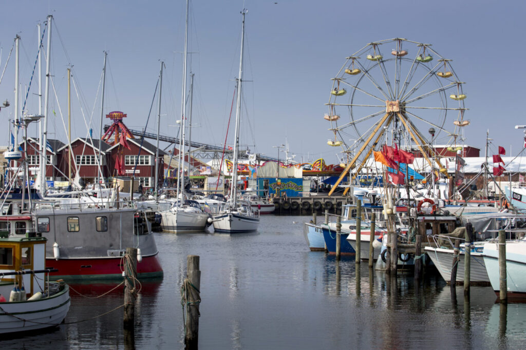Fiskebåde og lystbåde i Gilleleje Havn under et havnearrangement