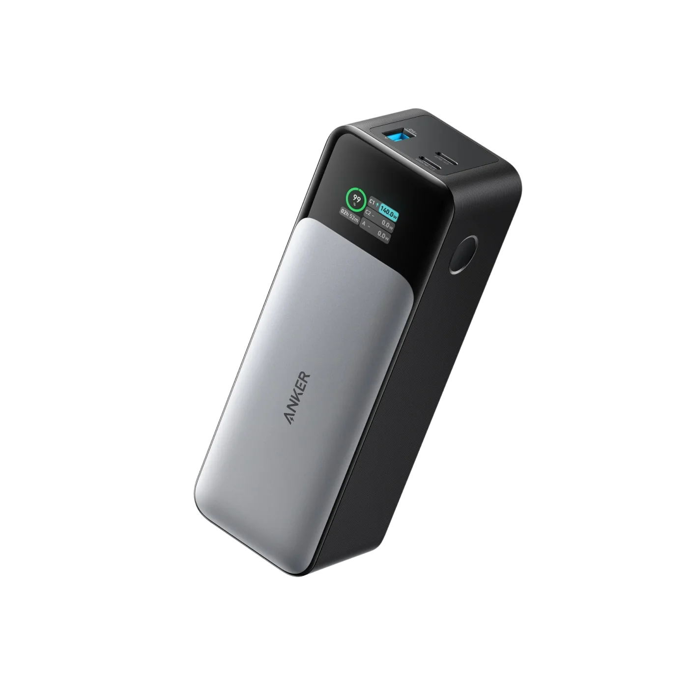 Anker 737 powerbank med to USB-C-porte og én USB-A-port